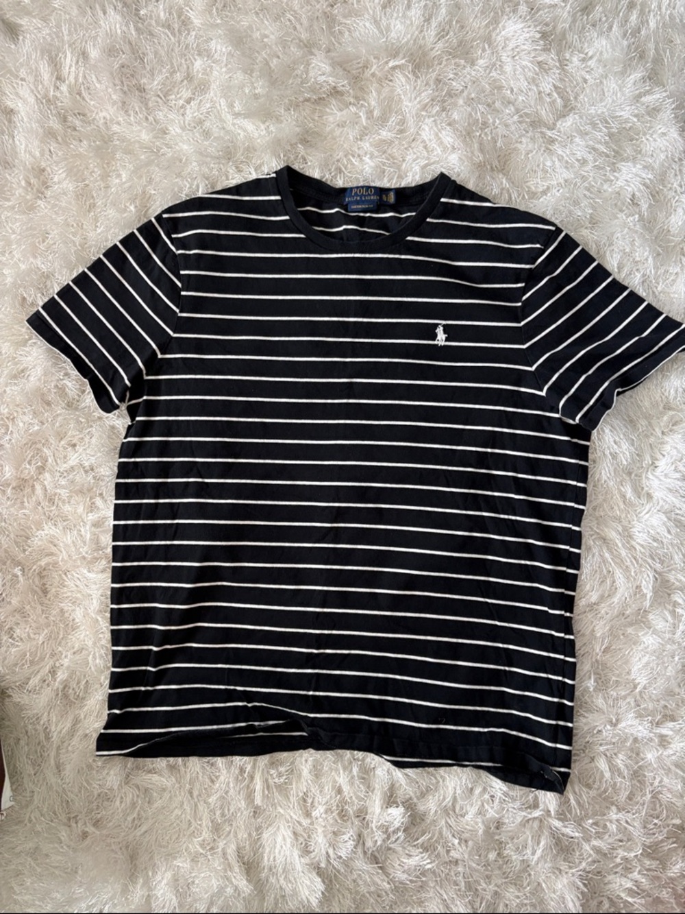 Polo by Ralph Lauren Black and White Striped Short Sleeve Tee